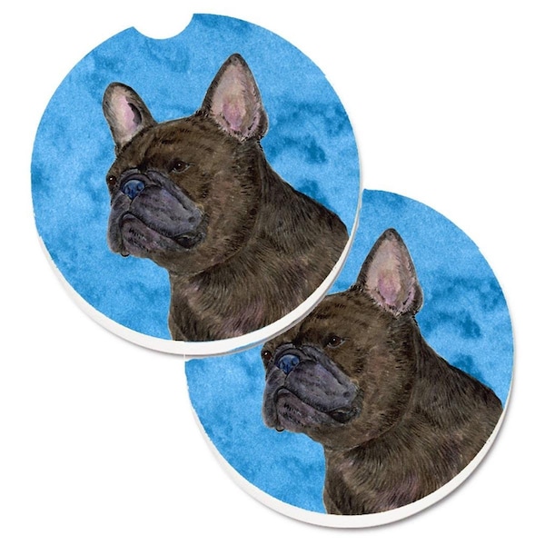Carolines Treasures Blue French Bulldog Cup Holder Car Coaster, PK2 SS4795-BUCARC - main